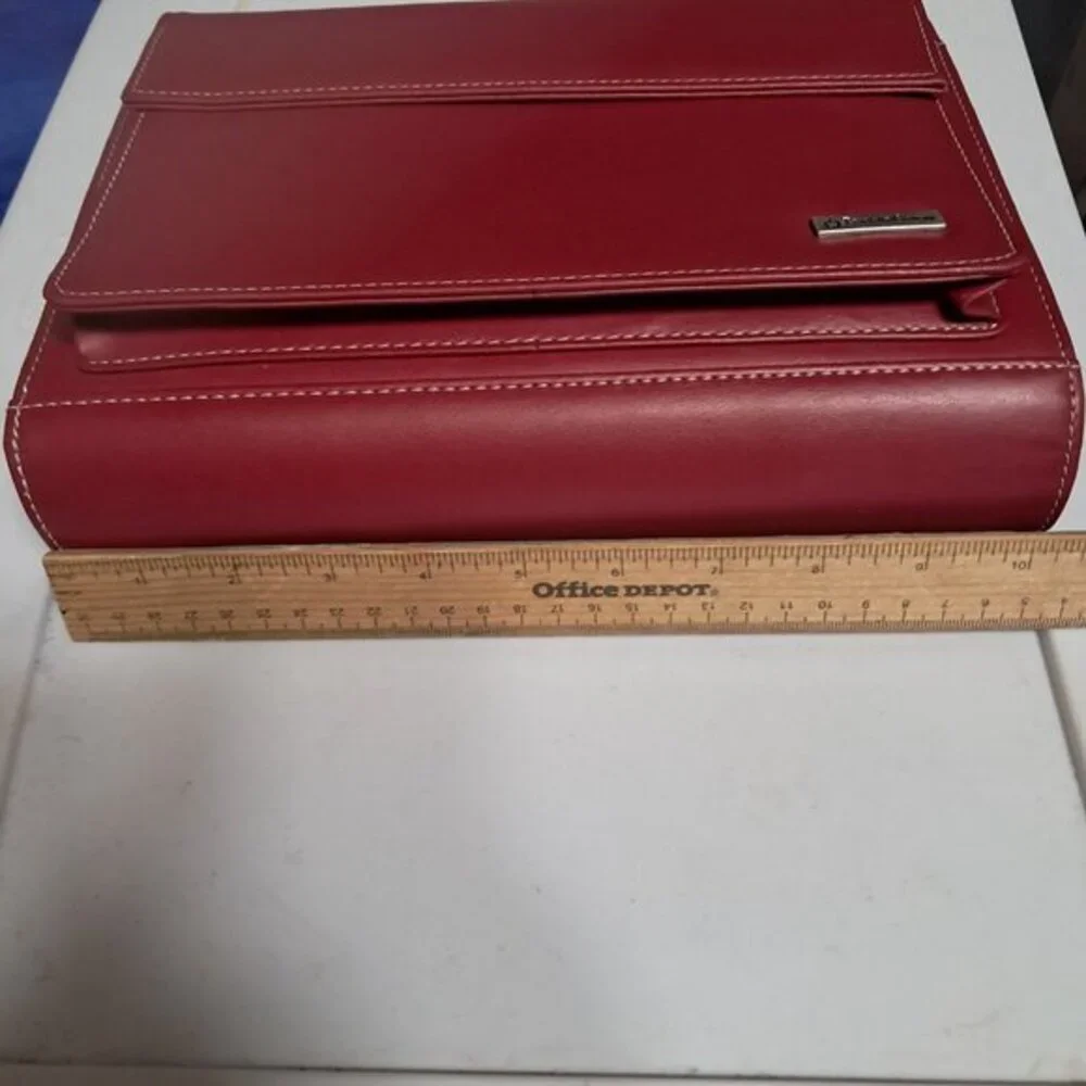 Franklin Covey Red Zip Planner Binder Briefcase Handles 7 ring organizer inserts